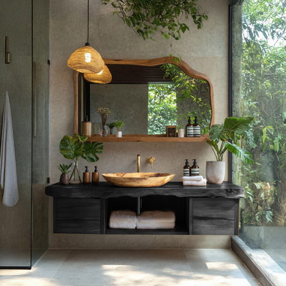 Natural Wood Floating Vanity For Bathroom Upgrade