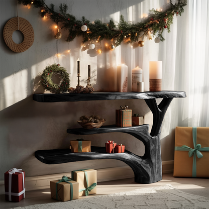 Modern Wooden Live Edge Console Table For Christmas Entryway Furniture