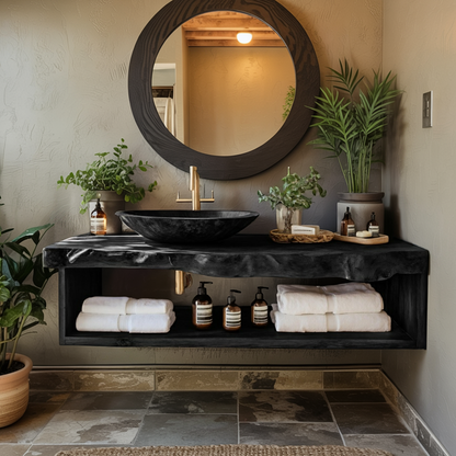 Rustic Solid Wood Vanity For Cozy Bathroom Furniture Decor