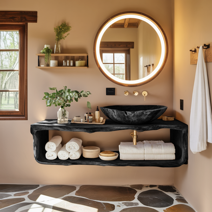 Handcrafted Wooden Vanity For Bathroom Natural Look