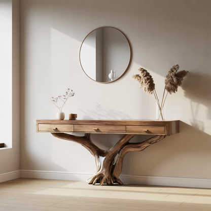 Handcrafted Solid Wood Dressing Table For Living Room Unique Style