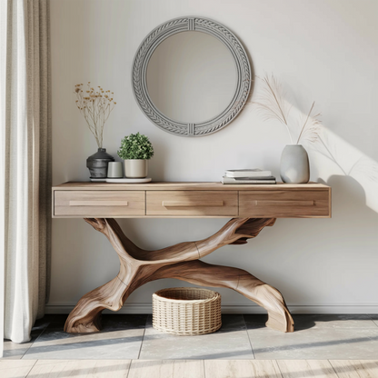 Mid Century Live Edge Entryway Table For Bedroom Rustic Accent