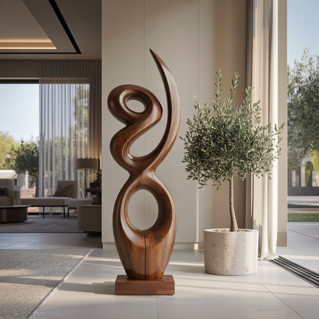 Handcrafted Wooden Abstract Sculpture For Living Room