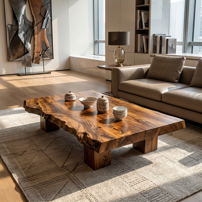 Live Edge Solid Wood Tea Table Low Floor Coffee Table