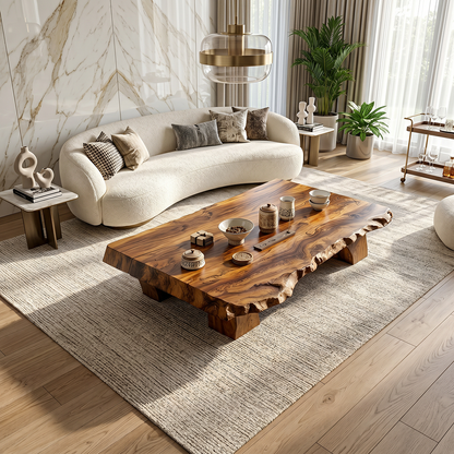 Live Edge Solid Wood Tea Table Low Floor Coffee Table