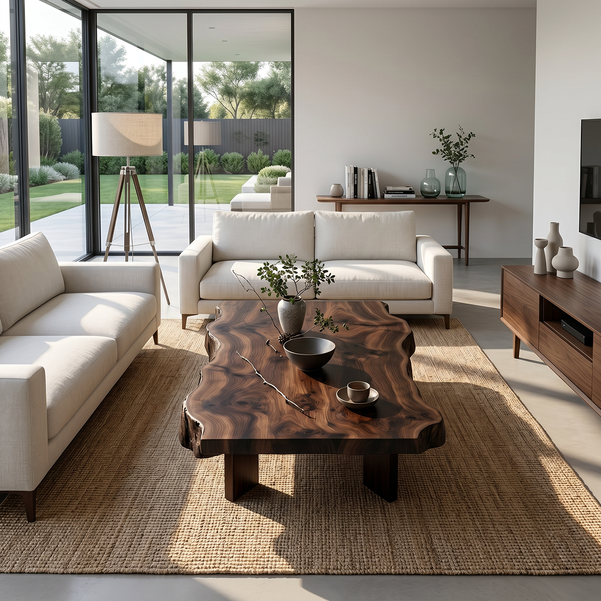 Natural Live Edge Wood Coffee Table Organic Slab Center Table