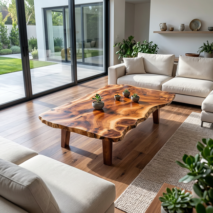 Live Edge Solid Wood Coffee Table Organic Slab Rustic Center Table