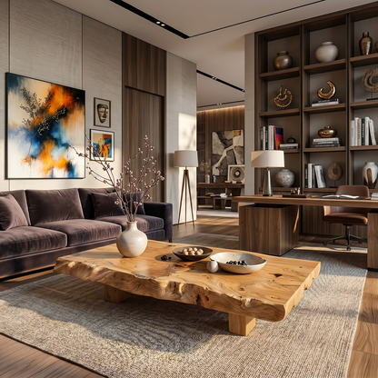Live Edge Solid Wood Low Coffee Table Rustic Slab Floor Table