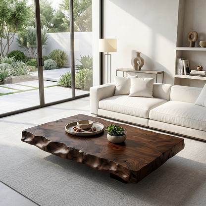 Live Edge Solid Wood Coffee Table Rustic Organic Low Center Table