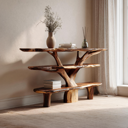 Farmhouse Solid Wood Console Table For Vintage Entryway Rustic Design