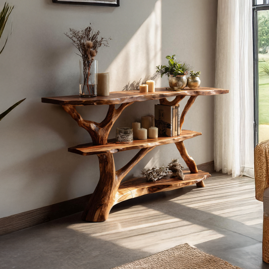 Farmhouse Solid Wood Console Table For Modern Rustic Furniture Style