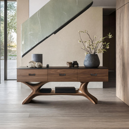 Handcrafted Solid Wood Dressing Table For Furniture Decor With Mirror