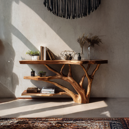Mid Century Live Edge Entryway Table For Rustic Bedroom Furniture