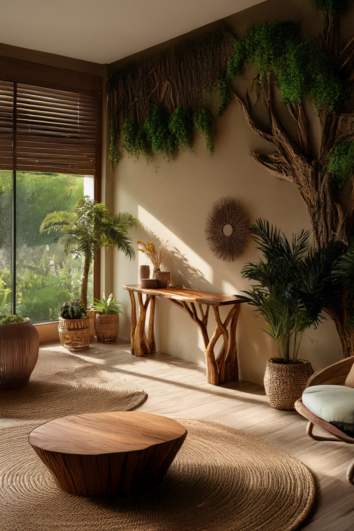 Modern Wooden Live Edge Console Table For Living Room Decoration