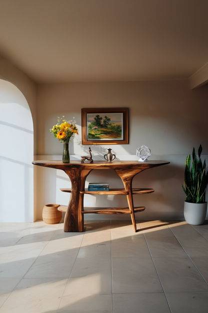 Mid Century Wooden Entry Table For Living Room Styling