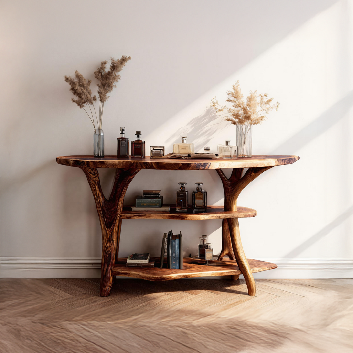 Handcrafted Wooden Live Edge Console Table For Stylish Entryway Furniture