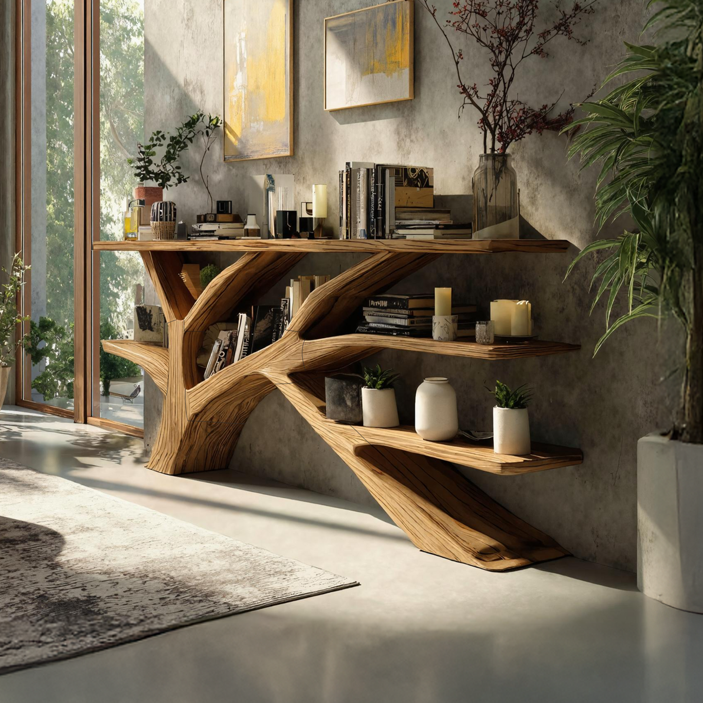 Farmhouse Wooden Live Edge Console Table For Rustic Furniture Decor