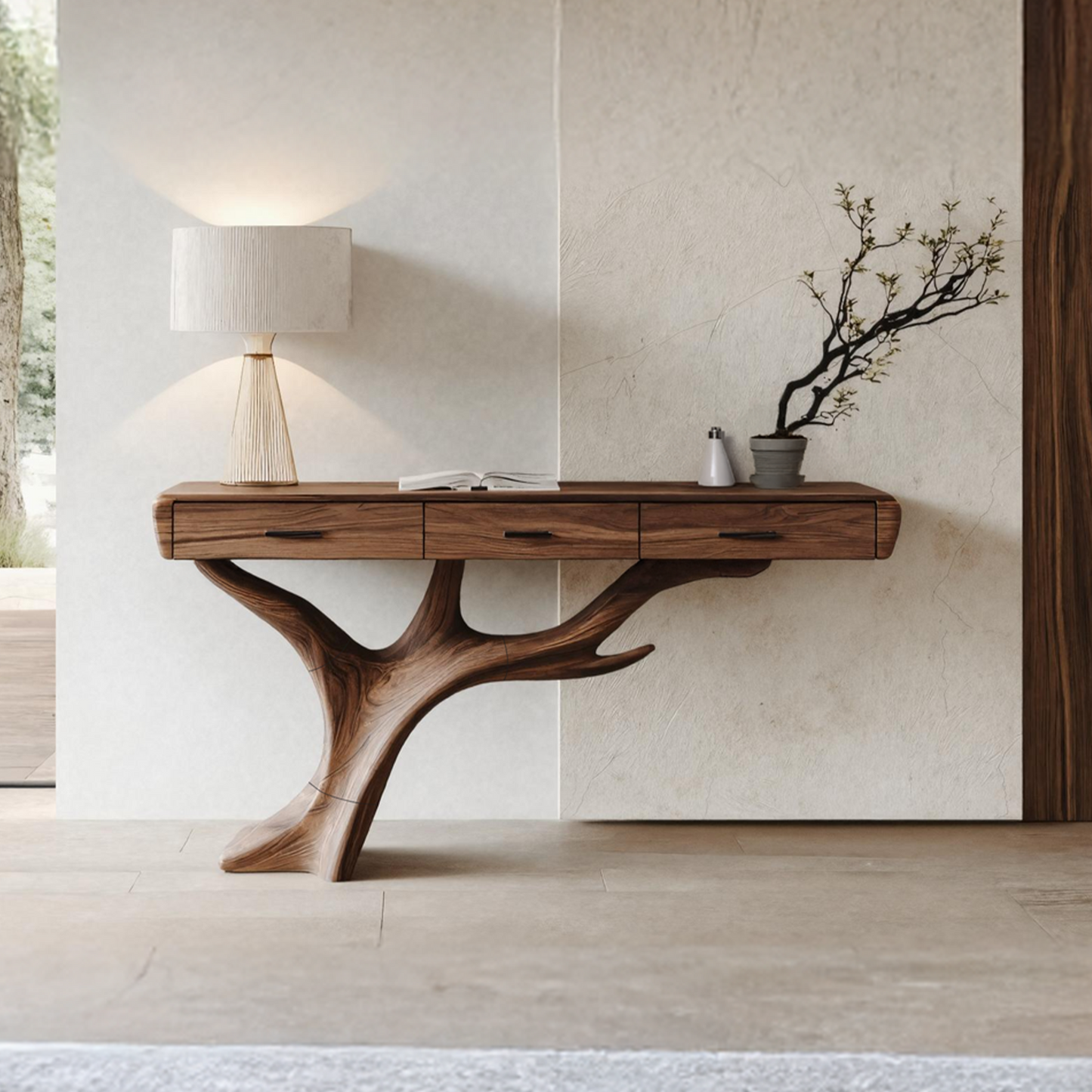 Mid Century Solid Wood Dressing Table For Living Room