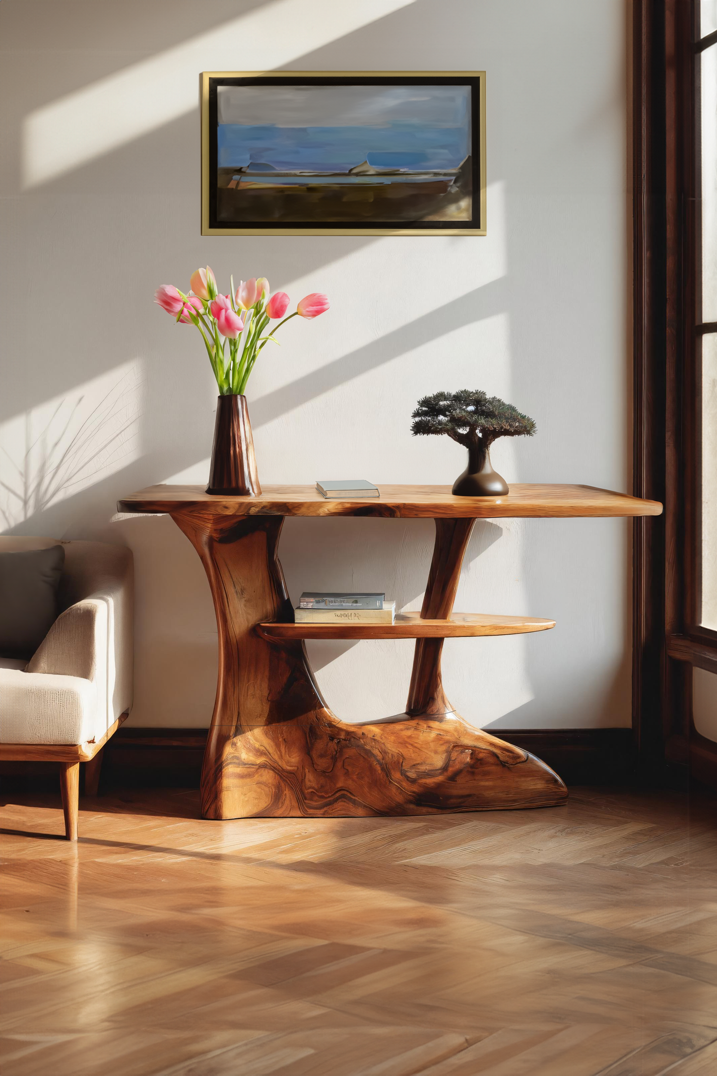 Handcrafted Wooden Entryway Table For Rustic Home Styling