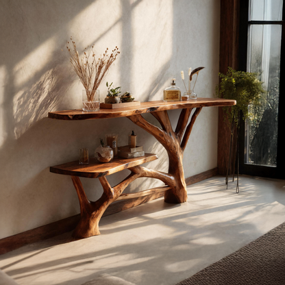 Handcrafted Wooden Live Edge Console Table For Contemporary Furniture Decor
