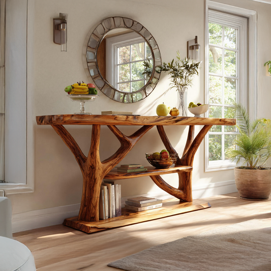 Farmhouse Live Edge Entryway Table For Bedroom Vintage Furniture Decor