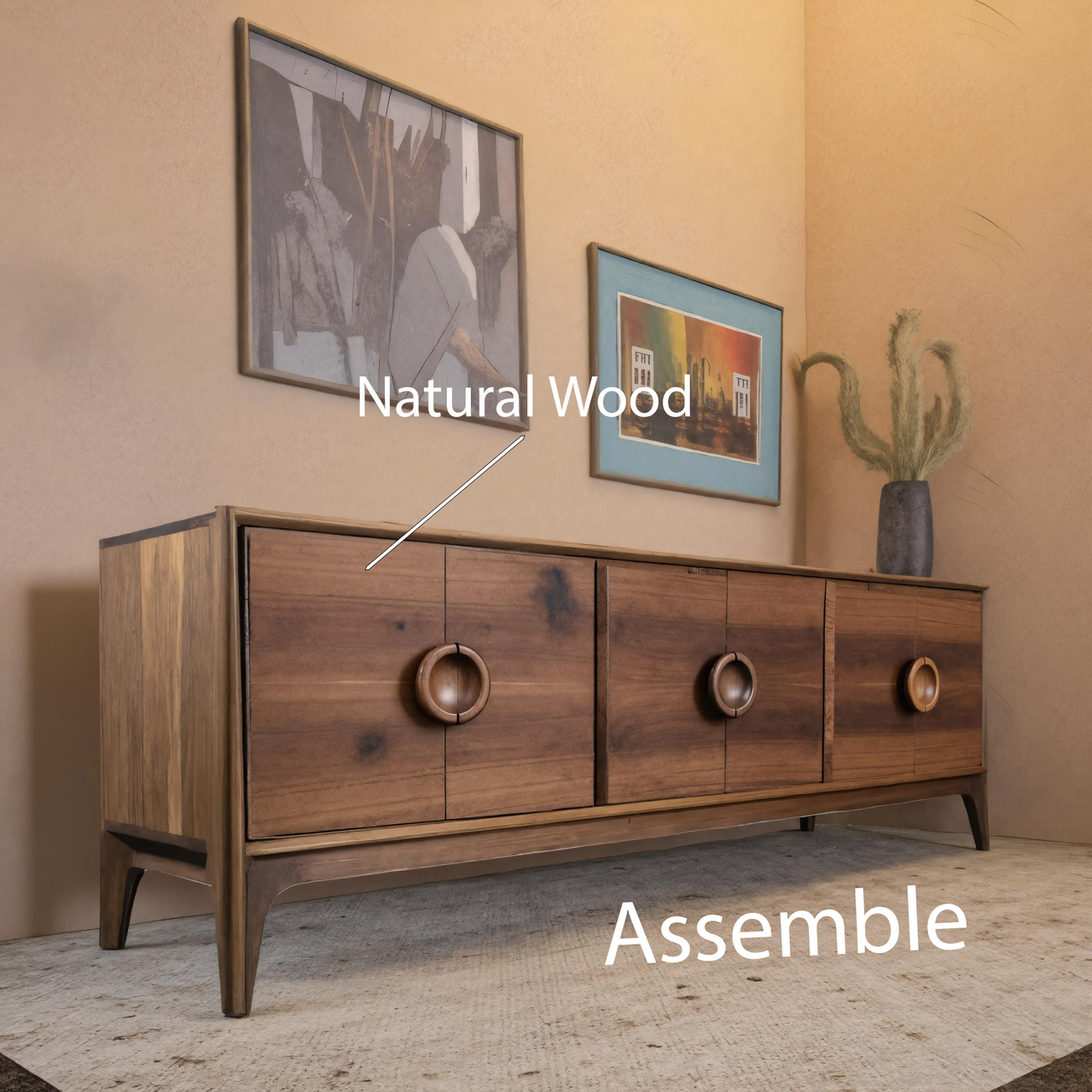 Mid Century Circular Sideboard For Living Room