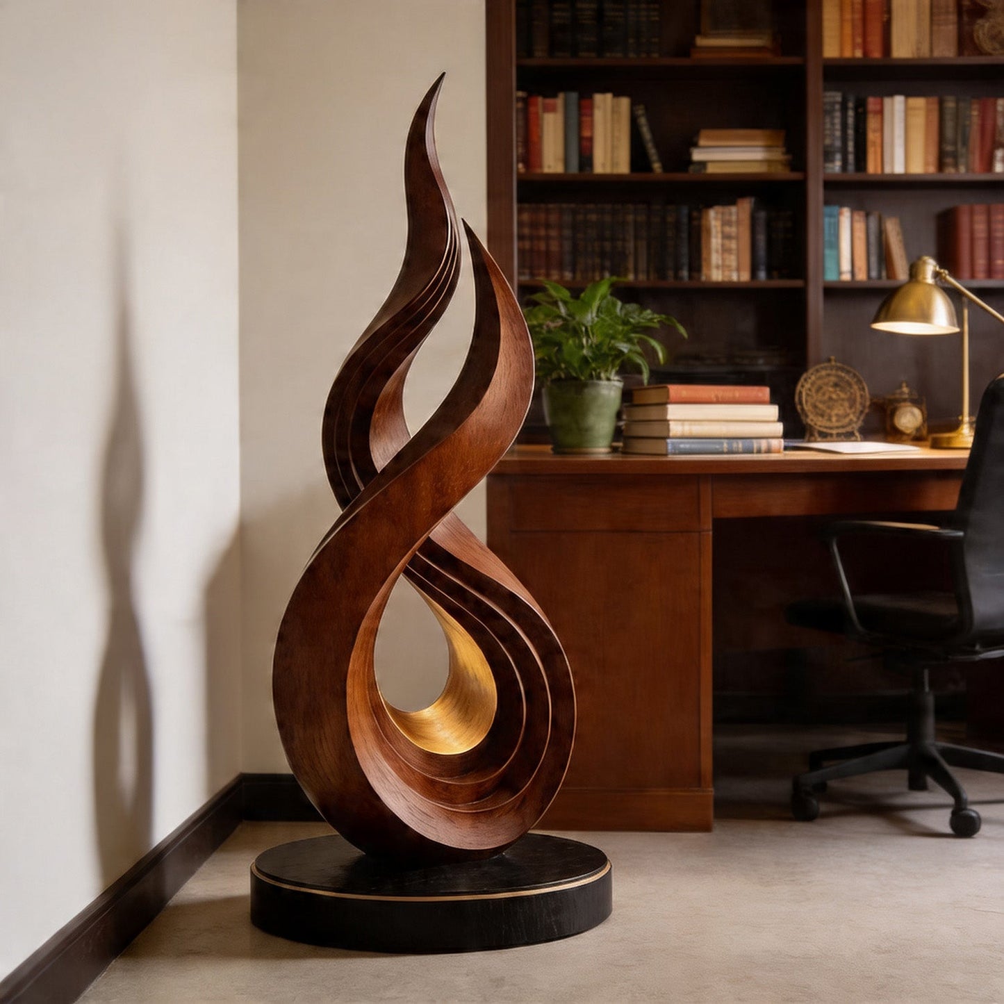 Layered Flame Infinity Wood Floor Sculpture