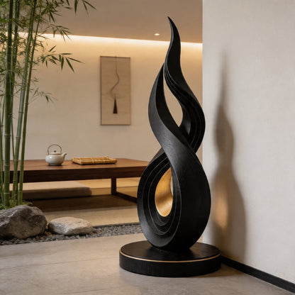 Layered Flame Infinity Wood Floor Sculpture