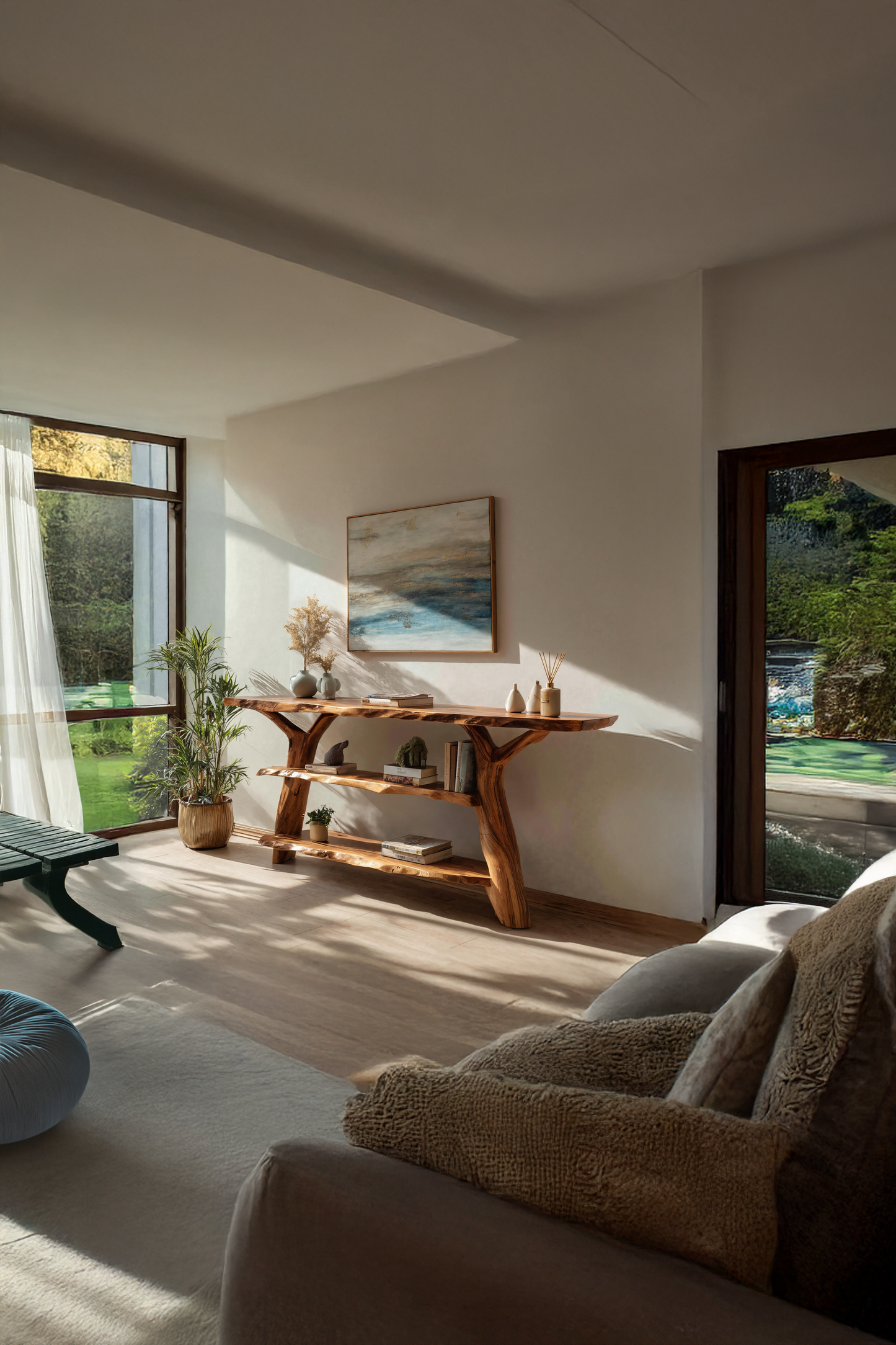 Handcrafted Live Edge Entryway Table For Modern Bedroom Home Design