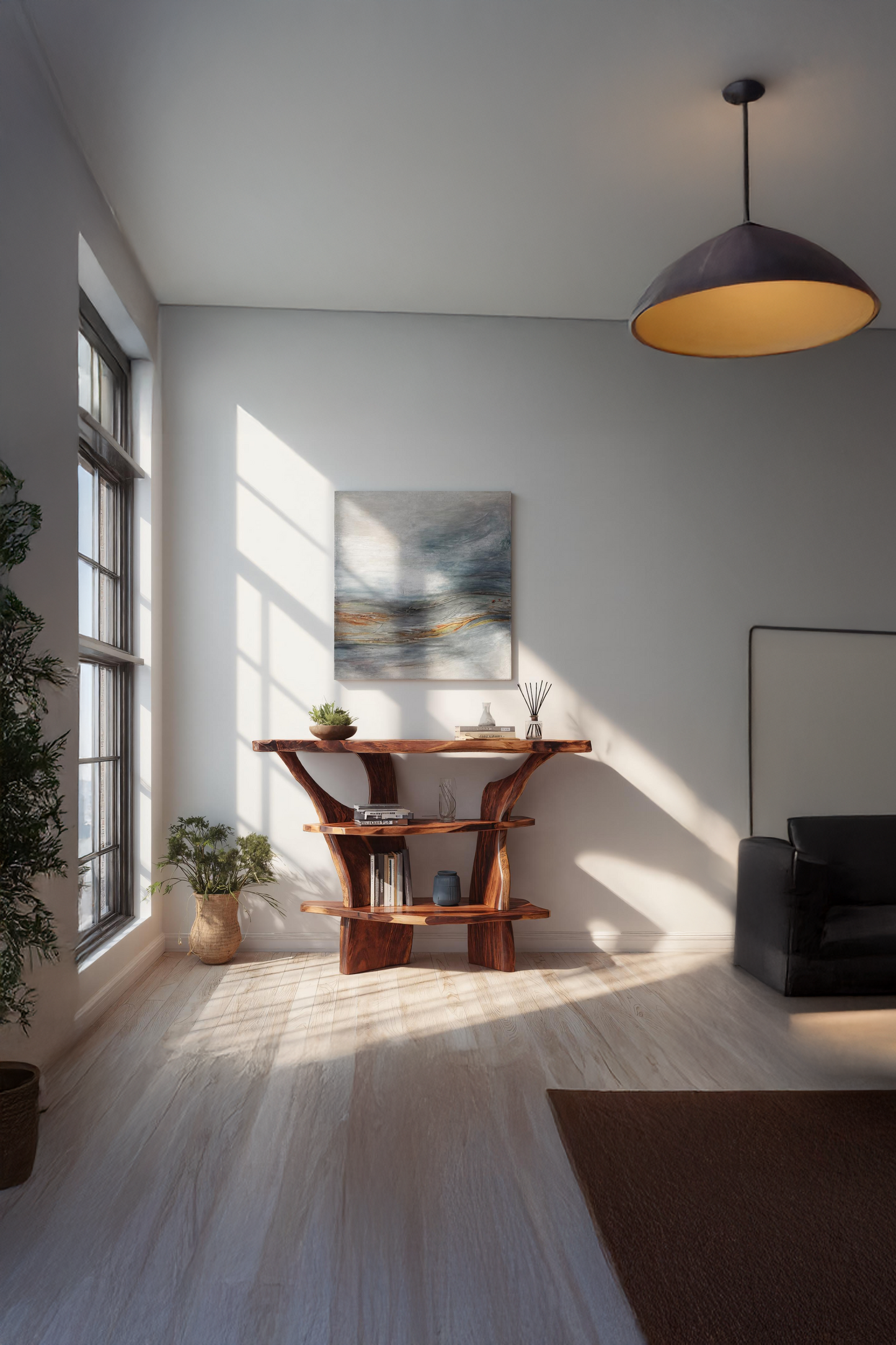 Handcrafted Solid Wood Console Table For Rustic Entryway Interior Style