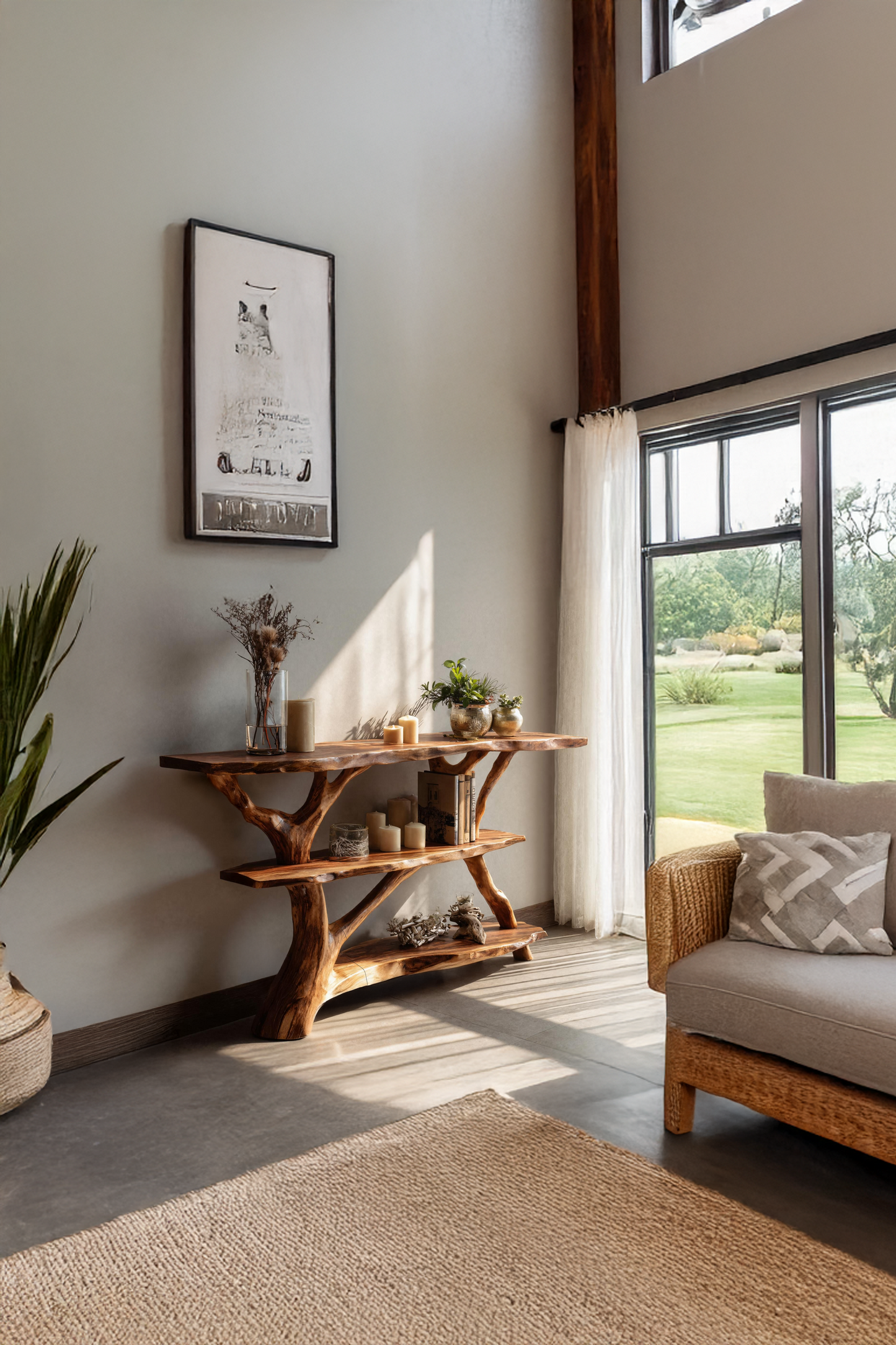 Farmhouse Solid Wood Console Table For Modern Rustic Furniture Style