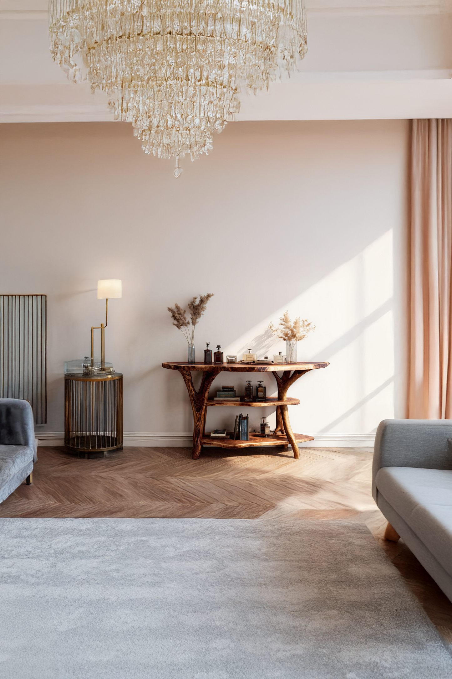 Handcrafted Wooden Live Edge Console Table For Stylish Entryway Furniture