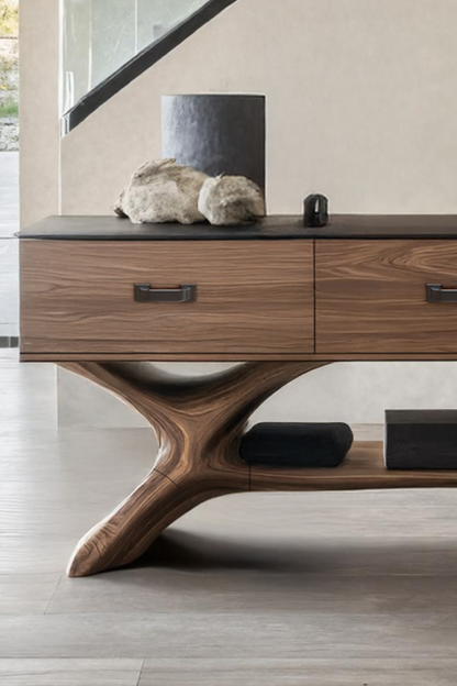 Handcrafted Solid Wood Dressing Table For Furniture Decor With Mirror