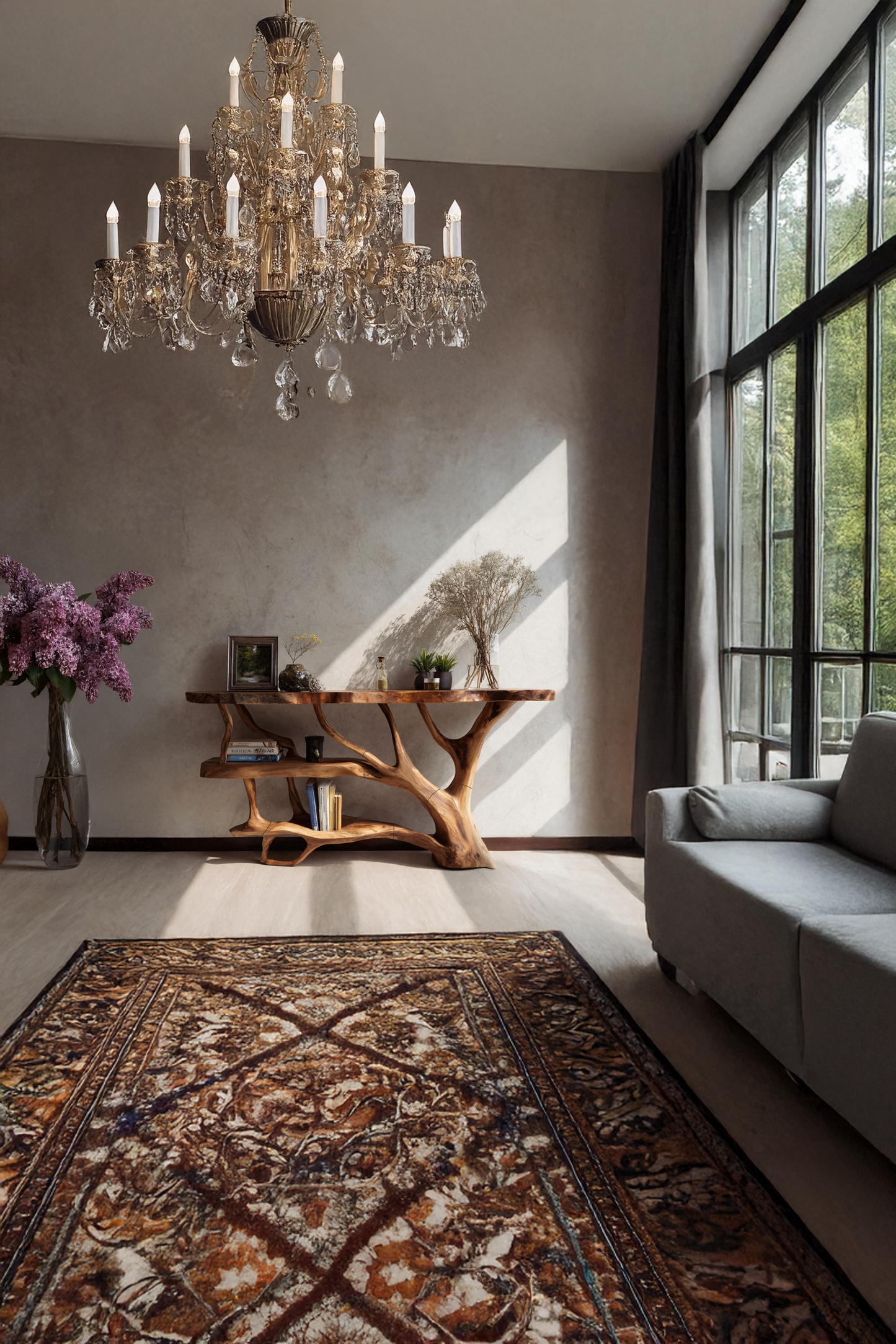 Farmhouse Wooden Live Edge Console Table For Country Living Room Decor