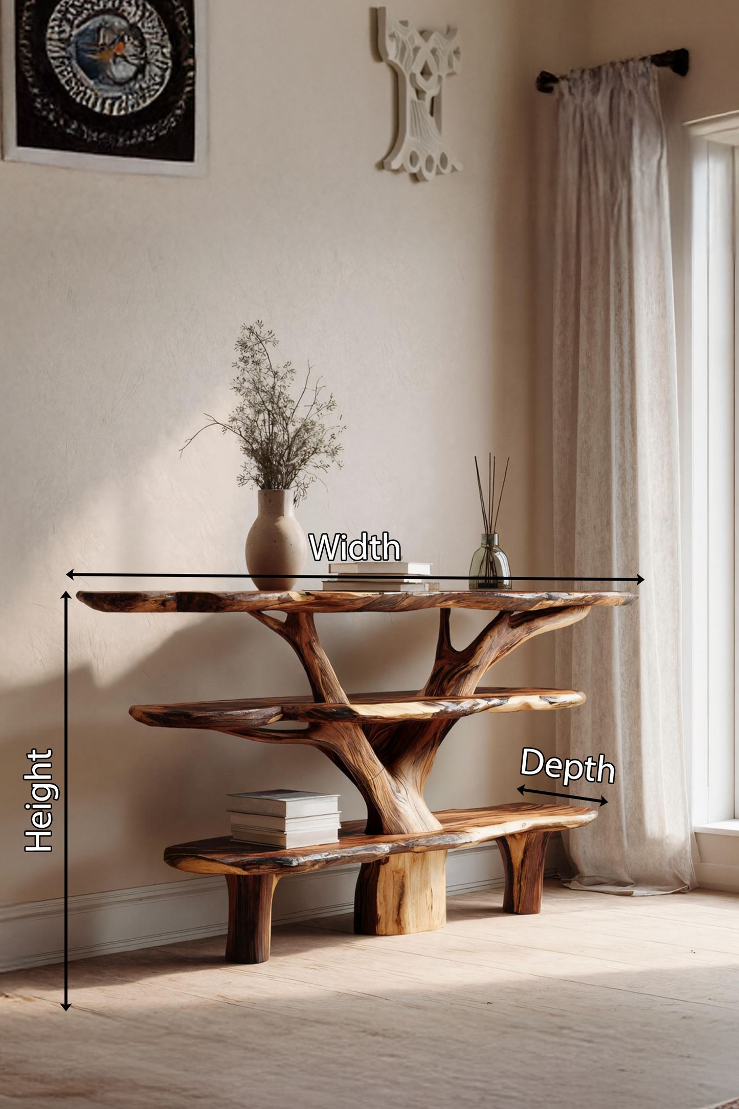 Farmhouse Solid Wood Console Table For Vintage Entryway Rustic Design