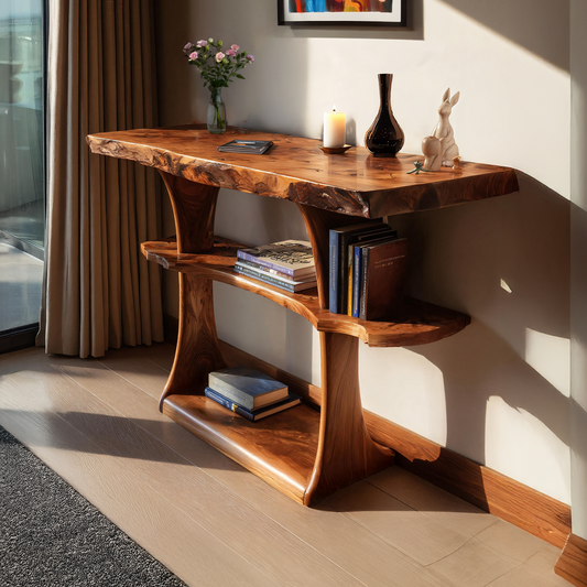 Farmhouse Live Edge Entryway Table For Hallway And Foyer Design