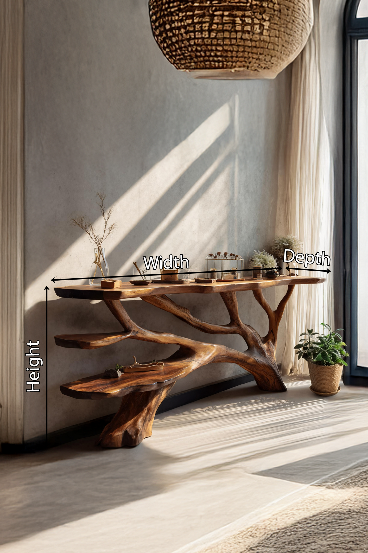 Handcrafted Live Edge Entryway Table For Bedroom Rustic Home Interior