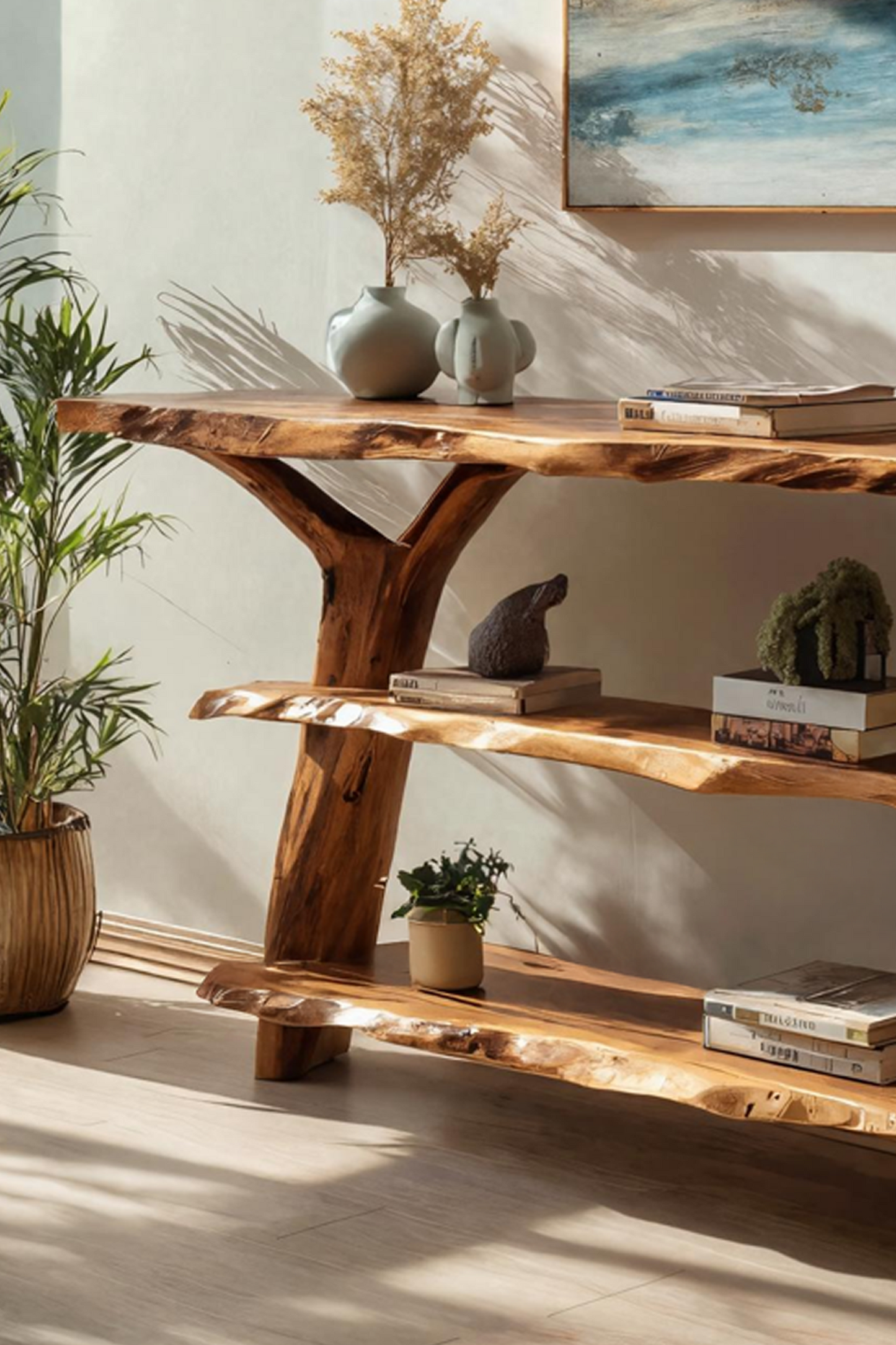 Handcrafted Live Edge Entryway Table For Modern Bedroom Home Design