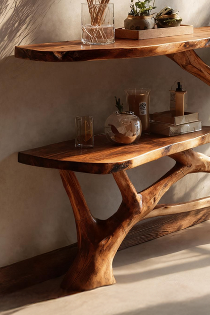 Handcrafted Wooden Live Edge Console Table For Contemporary Furniture Decor
