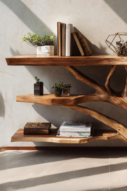 Mid Century Live Edge Entryway Table For Rustic Bedroom Furniture