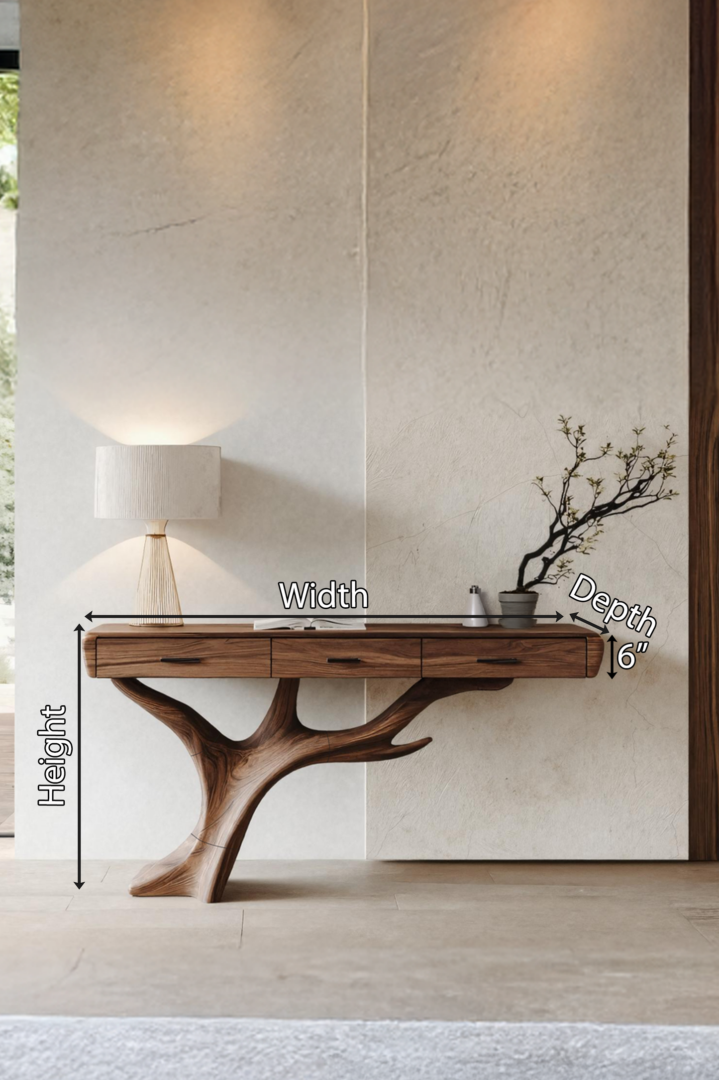 Mid Century Solid Wood Dressing Table For Living Room