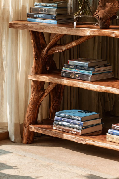 Farmhouse Wooden Live Edge Console Table For Rustic Living Room Decor