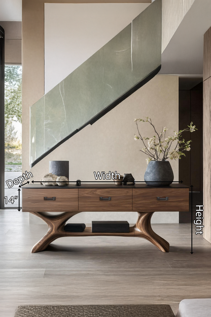 Handcrafted Solid Wood Dressing Table For Furniture Decor With Mirror