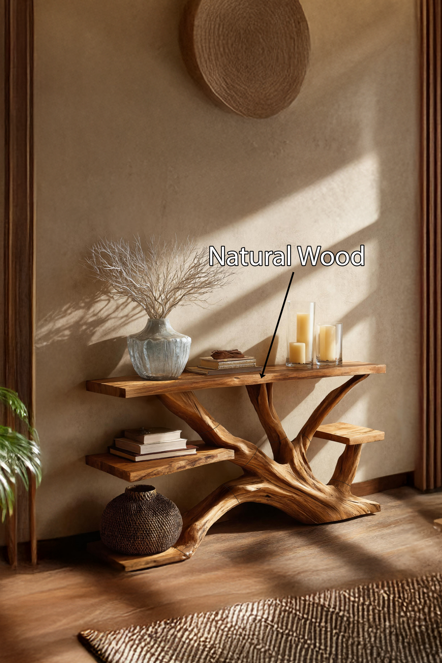 Handcrafted Wooden Live Edge Console Table For Elegant Furniture Decor