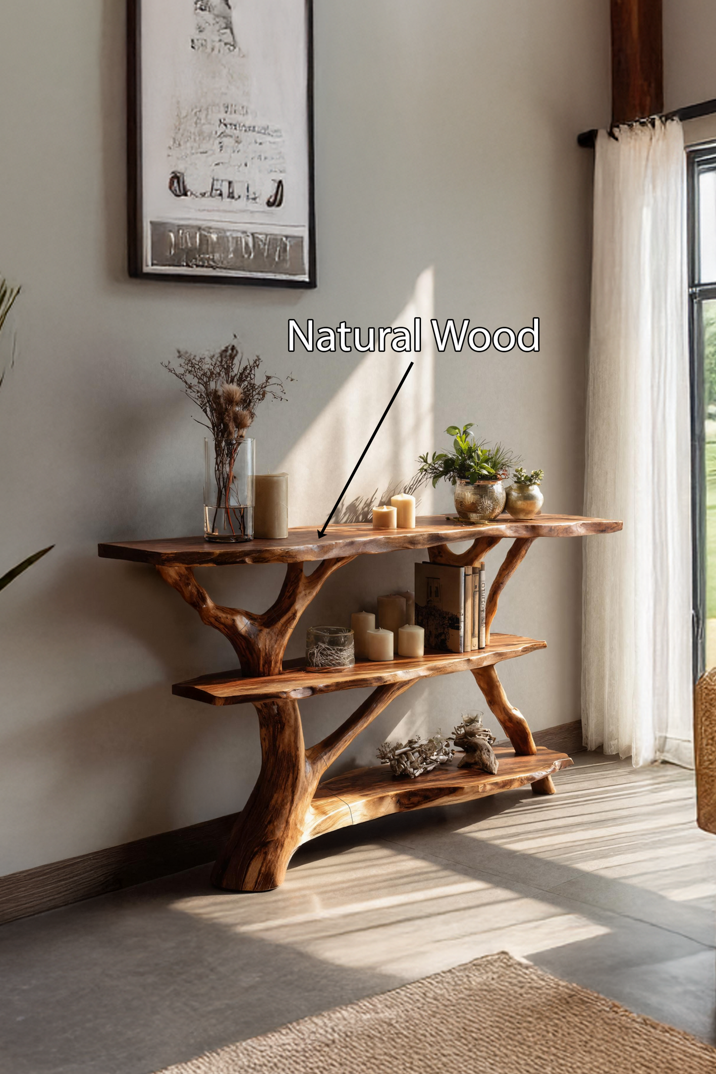 Farmhouse Solid Wood Console Table For Modern Rustic Furniture Style