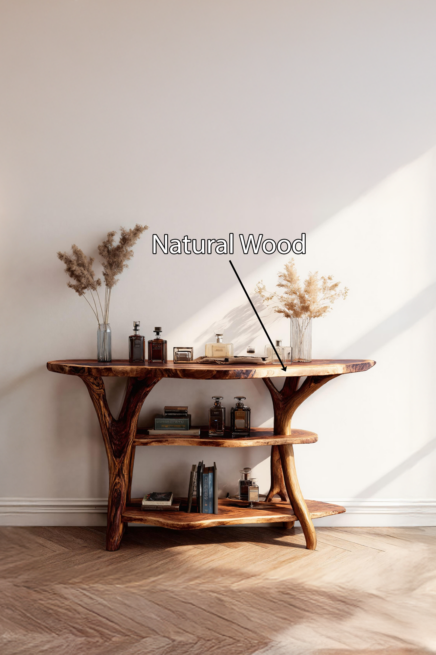 Handcrafted Wooden Live Edge Console Table For Stylish Entryway Furniture