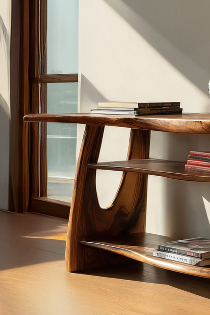 Farmhouse Wooden Live Edge Console For Minimalist Design