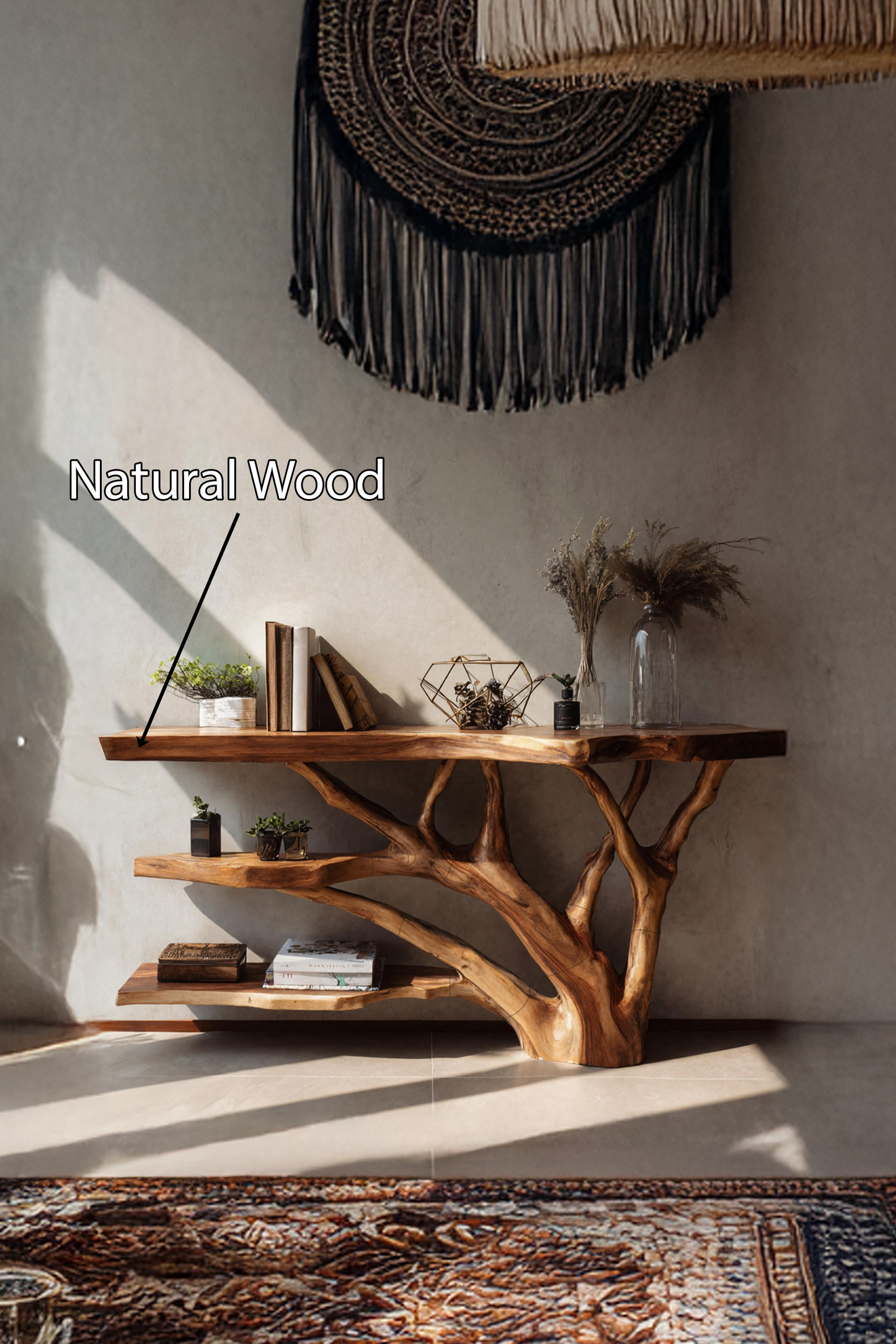 Mid Century Live Edge Entryway Table For Rustic Bedroom Furniture