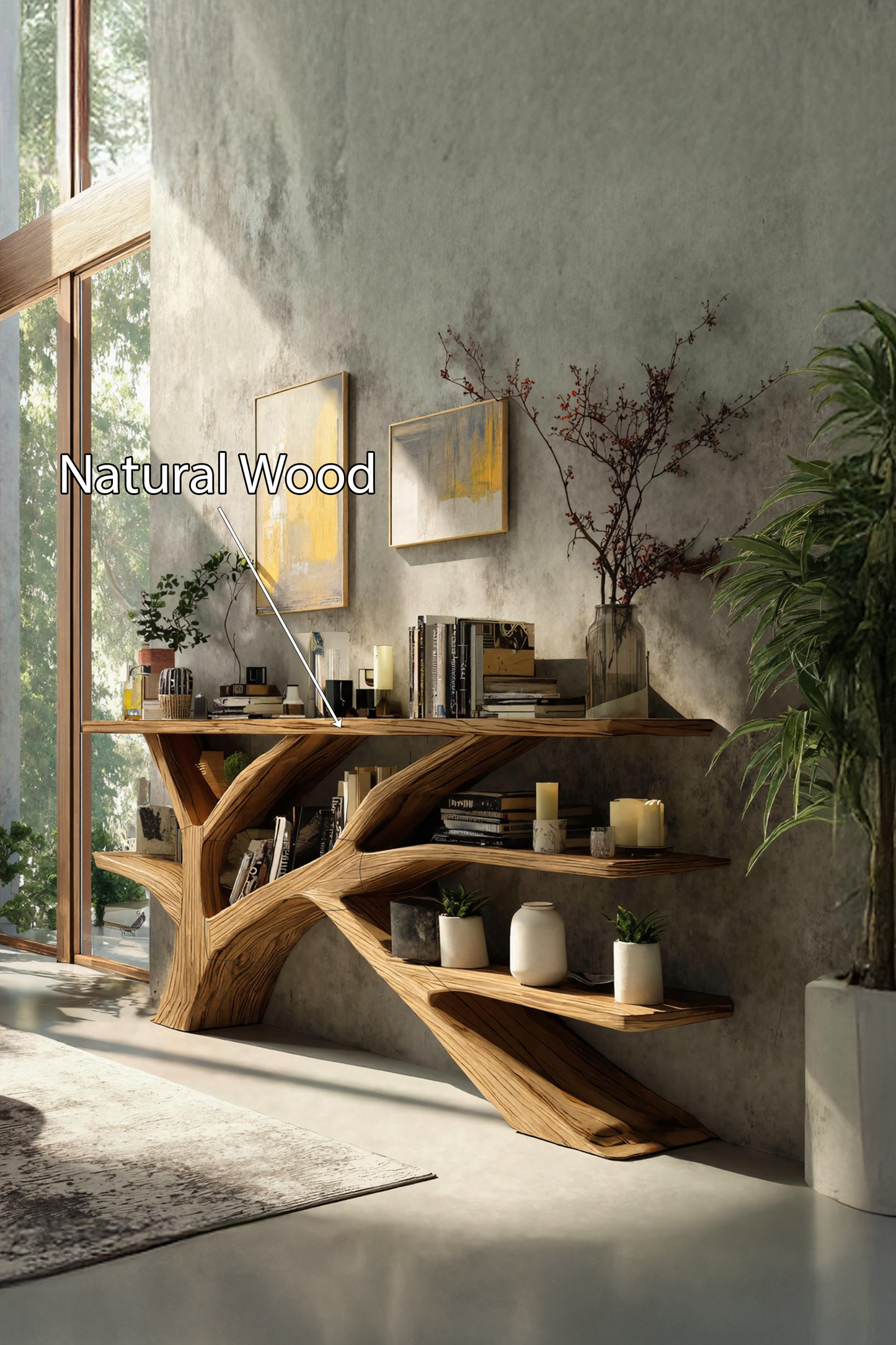 Farmhouse Wooden Live Edge Console Table For Rustic Furniture Decor