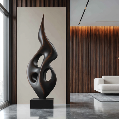 Abstract Solid Wood Loop Sculpture for Luxury Modern Interior